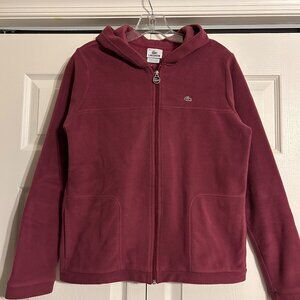 Vintage Womens LACOSTE Sz 38 U.S. Sz S/M Rose Fleece Full Zip Hoodie Jacket Logo
